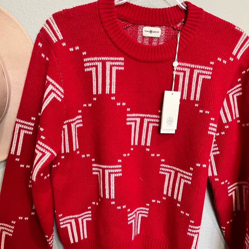 NWT TORY SPORT Merino Net T Jacquard sweater